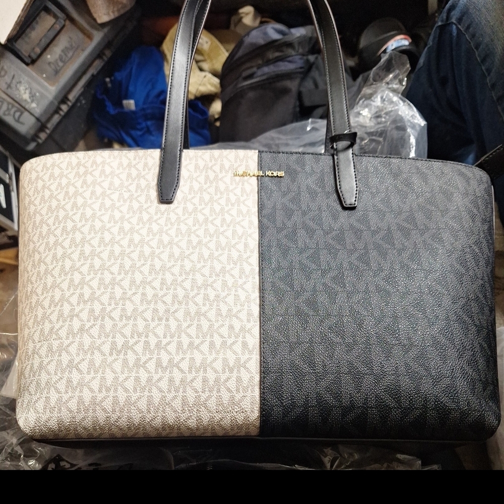 Michael Kors Black and Cream Men's Bag